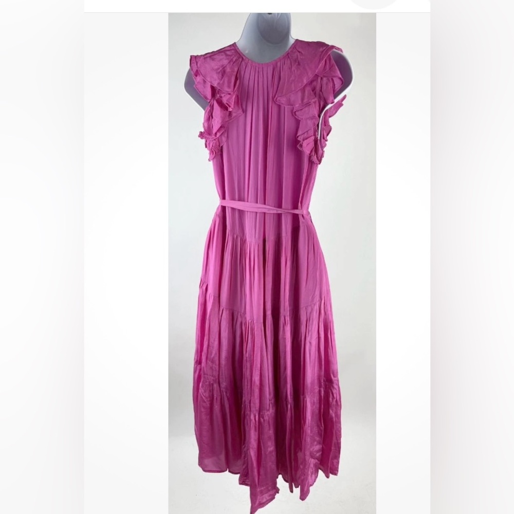 Karina Grimaldi Sabrina Vibrant Pink Sleeveless Silk Dress XS - Picture 12 of 14